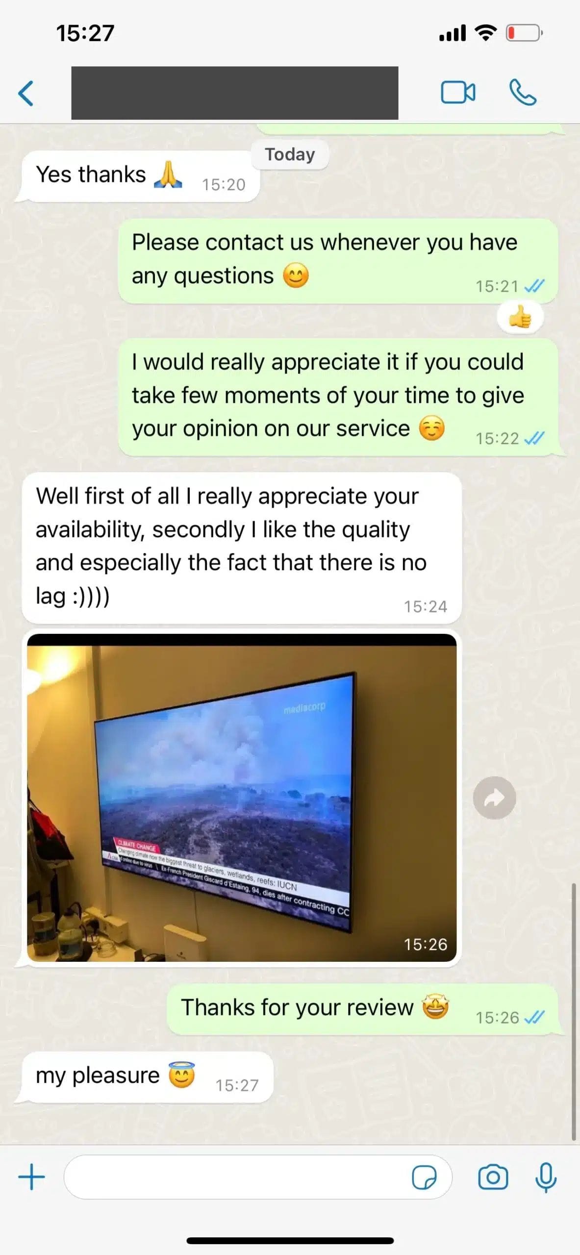 Customer WhatsApp review screenshot 4